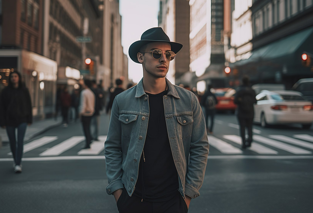 casually dressed young men projecting his individuality