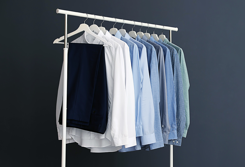 Wooden hanger - Neatly hung mens dress shirts Ultimate Guide To Dress Shirts