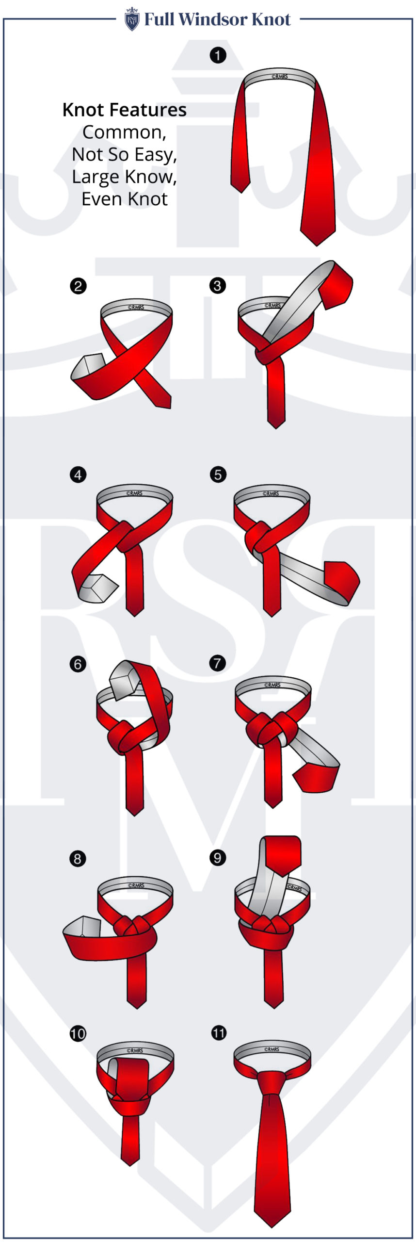Double Windsor Knot how to tie a tie full windsor infographic