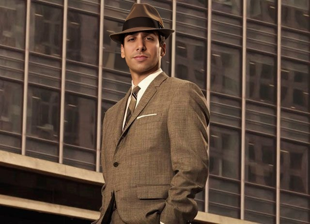 brown suit - Mad Men Style mens classic brown suit and stylish Don Draper hat