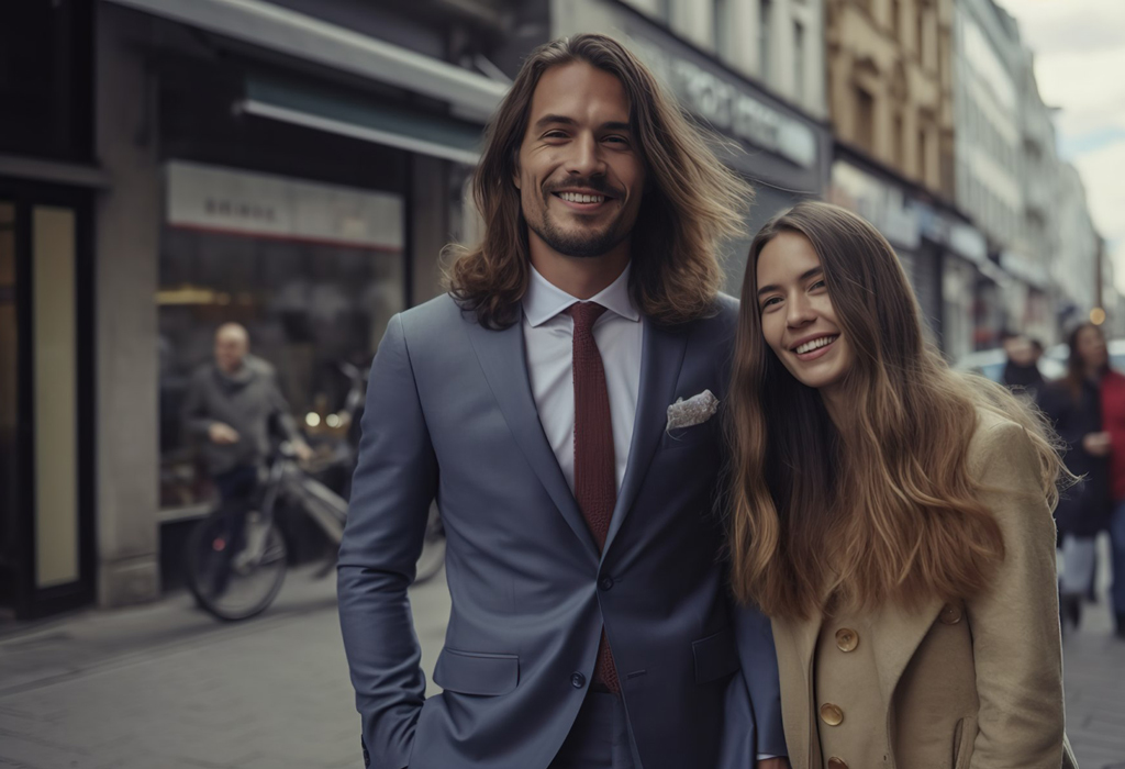 romantic couple on the street