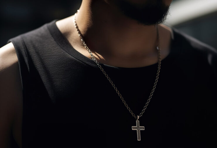 silver cross necklace Men's Necklace Style Religious Emblems