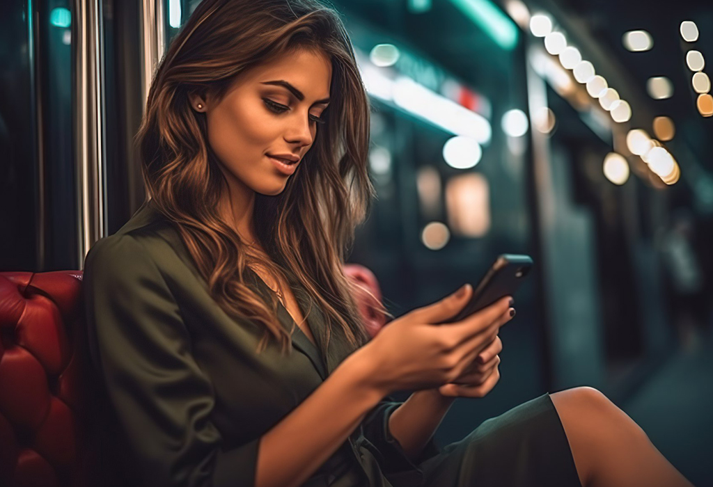 attractive communication with women woman texting on the phone