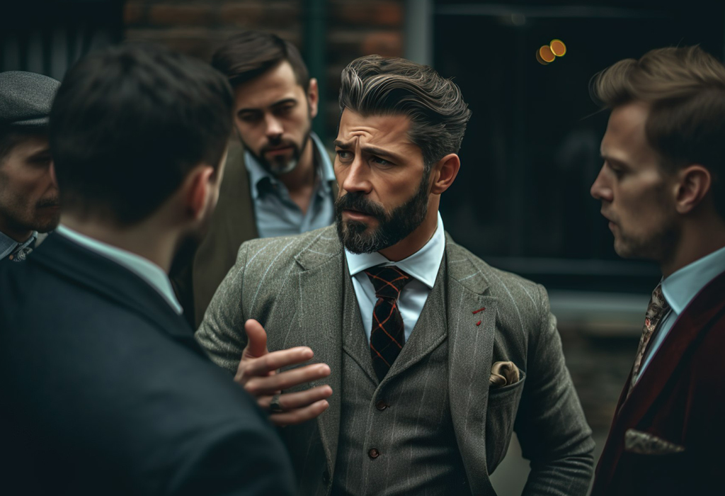 group of men talking