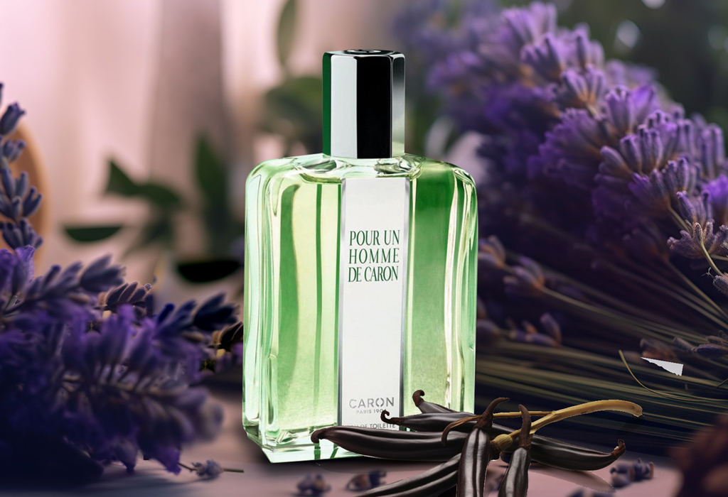 Pour Homme De Caron By Caron with lavender background