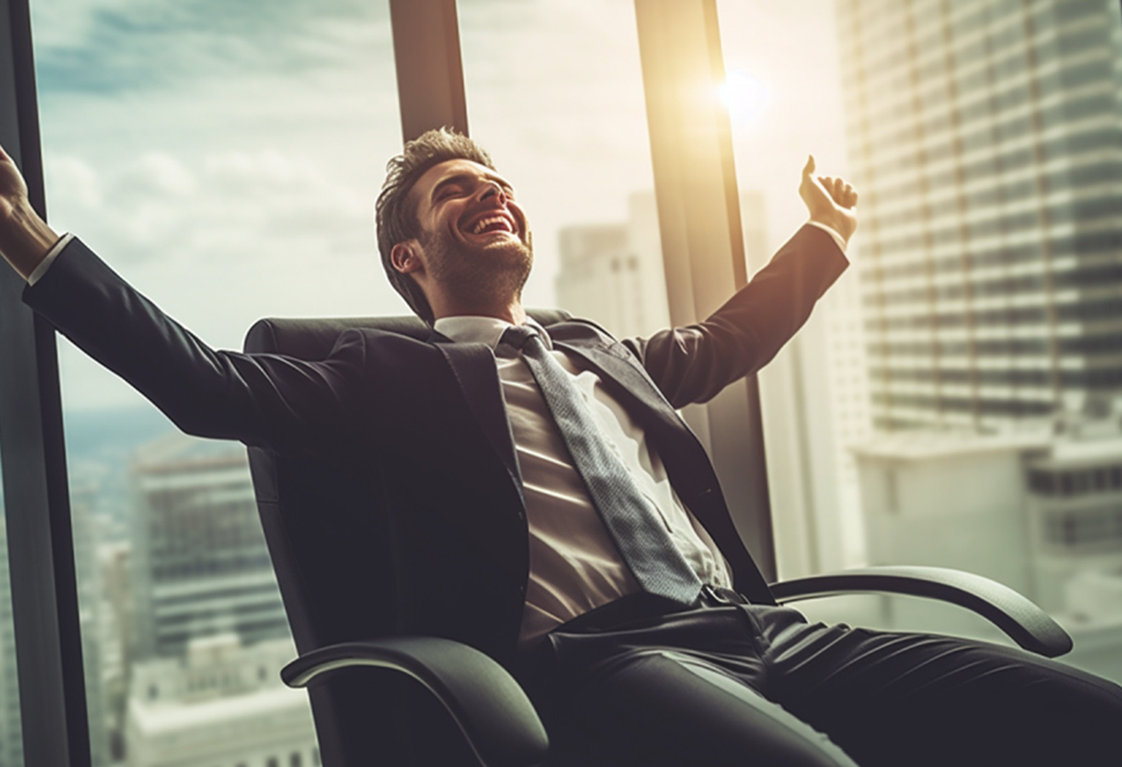 Businessman celebrating success