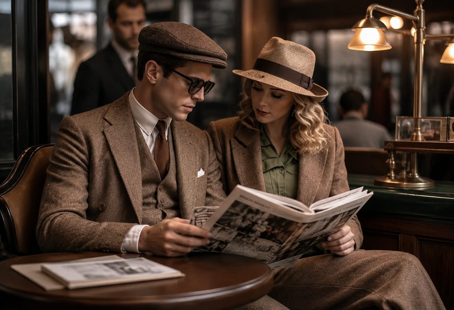 man and woman reading a book together