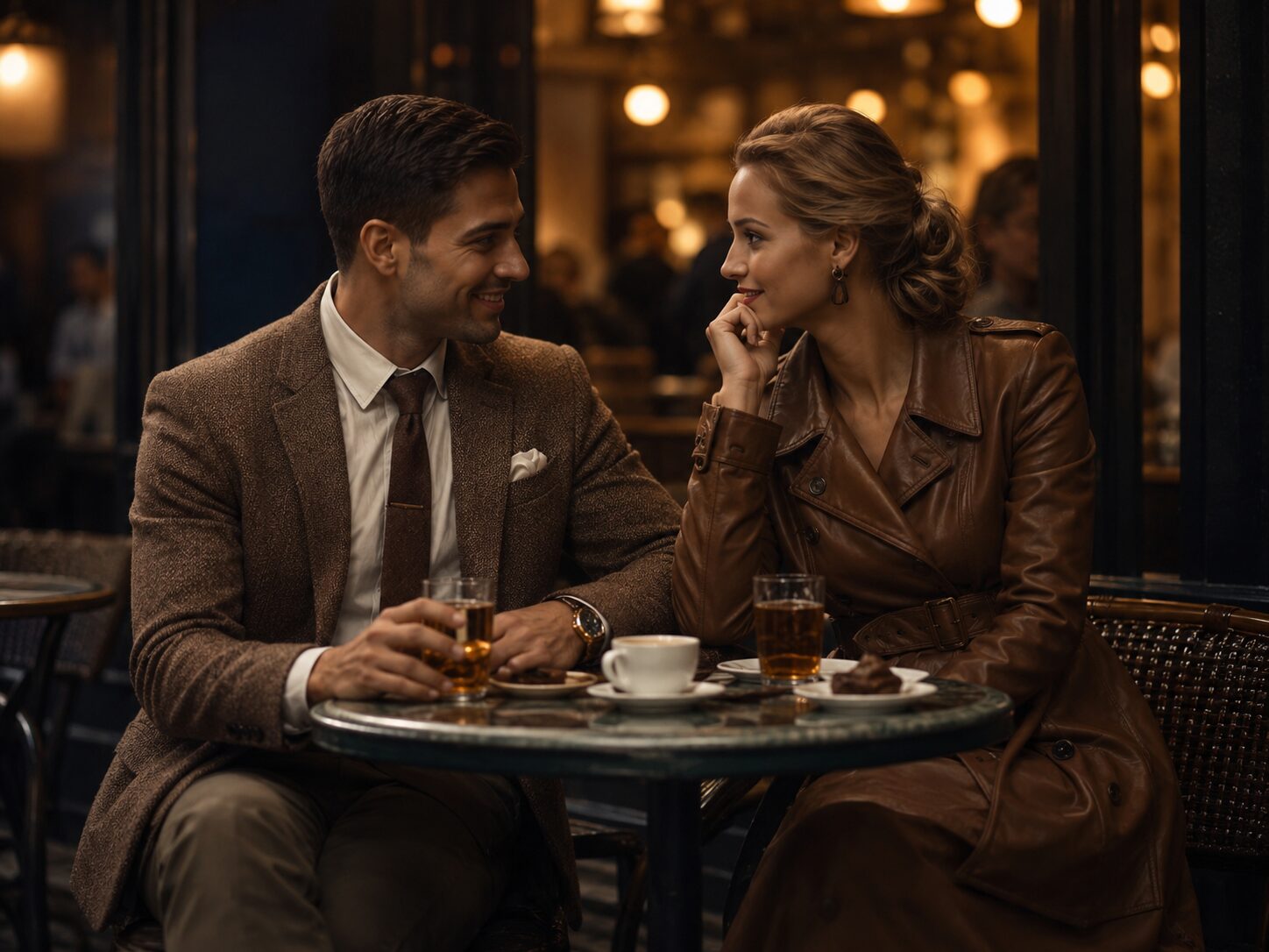 guy compliments beautiful lady sitting in a bar