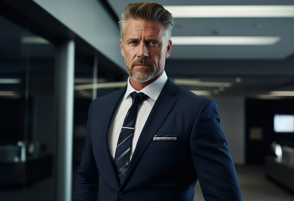 sharp dressed middle age man in a suit