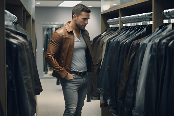 man wearing leather jacket