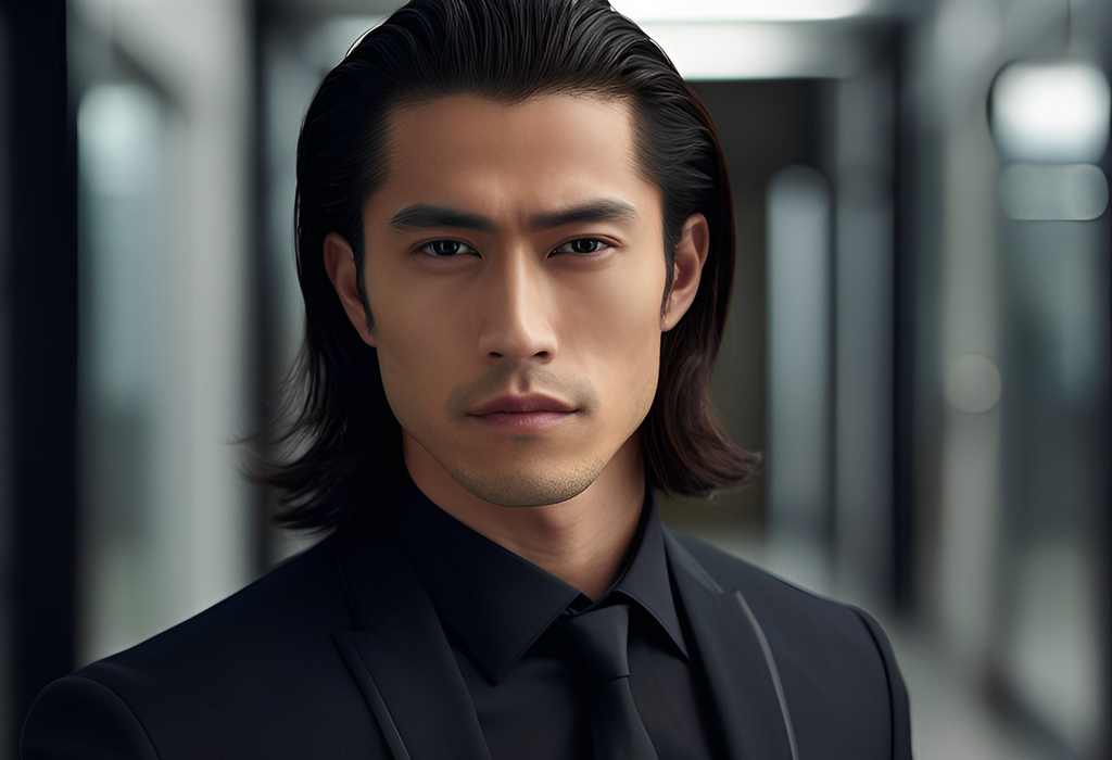 man with straight hair