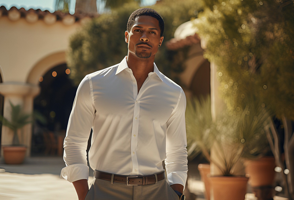 good looking man to women man in well fitted shirt attracts ladies