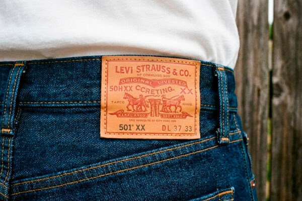 levi's jeans logo on blue denim