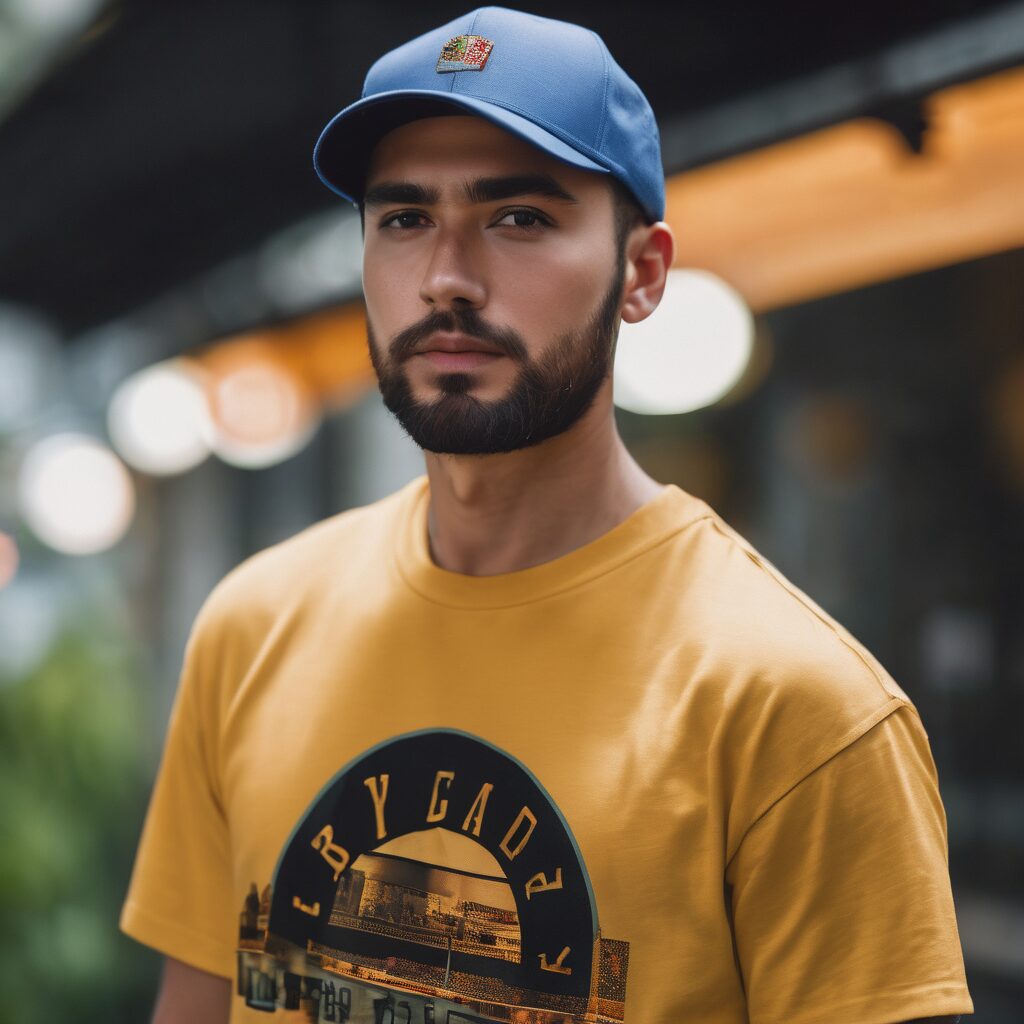 bearded guy wearing baseball cap
