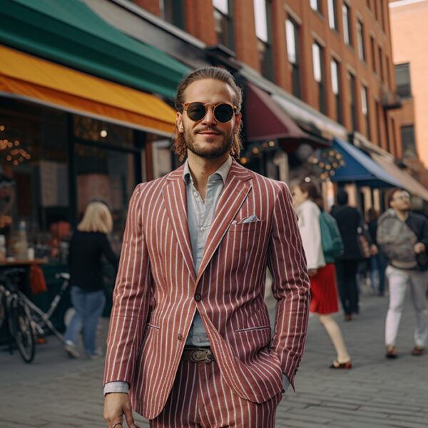 man in pinstripe suit
