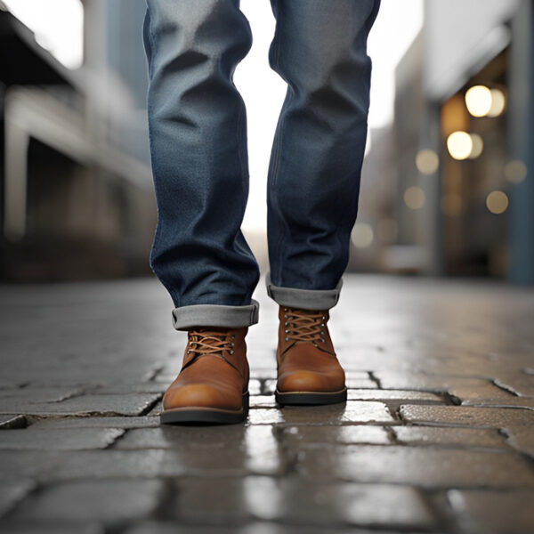 rolled jeans with boots