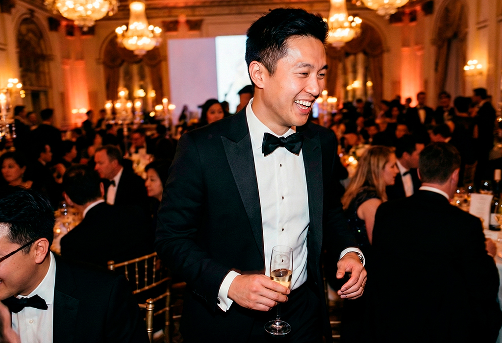 Man wearing a black-tie formal outfit