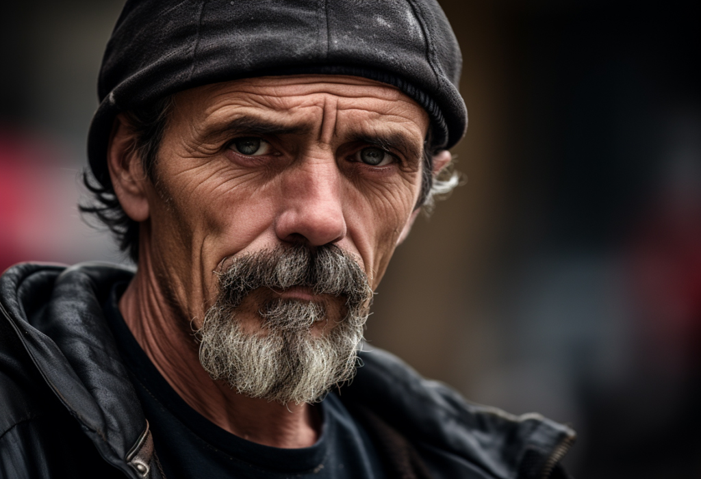 Man with extended goatee beard