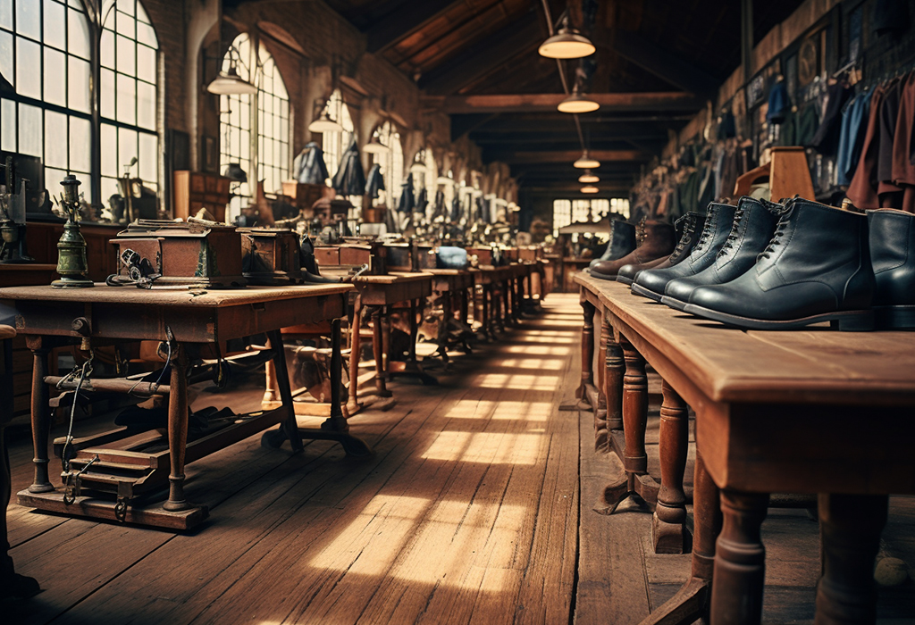 old image of men working in dr martens factory
