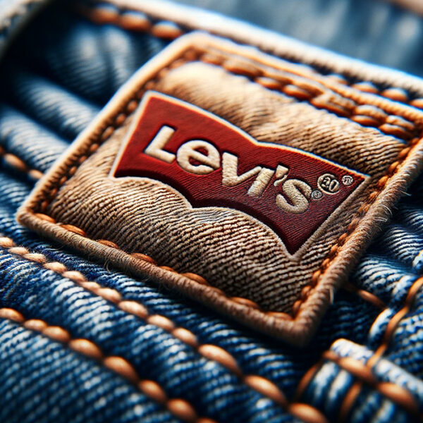 levi's jeans logo on blue denim