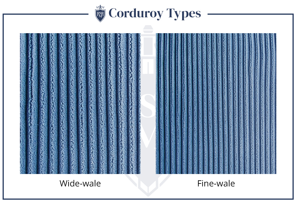 comparison of fine-wale corduroy fabric to wide-wale corduroy fabric