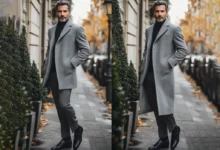 comparison of man wearing long and short overcoat
