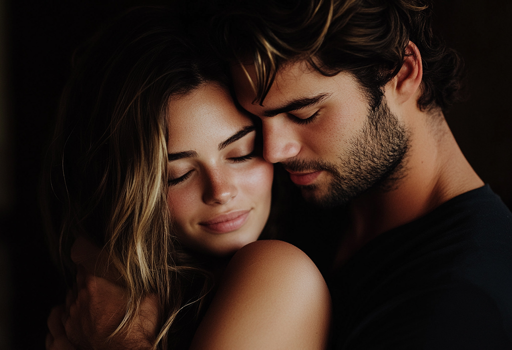 young couple romantic moment