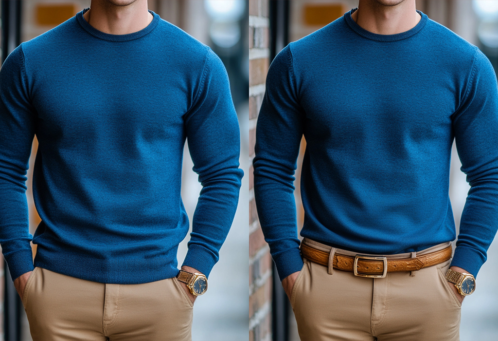 sweater tucked vs untucked