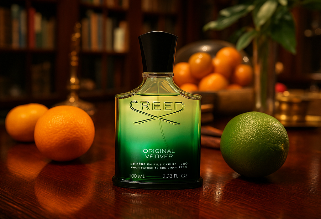 Creed Original Vetiver with fresh citrus and warm lighting