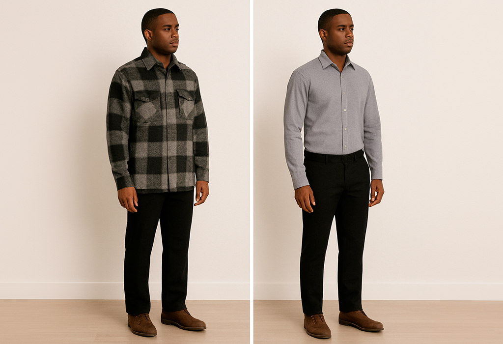 Simpler textures maintain a clean, vertical line