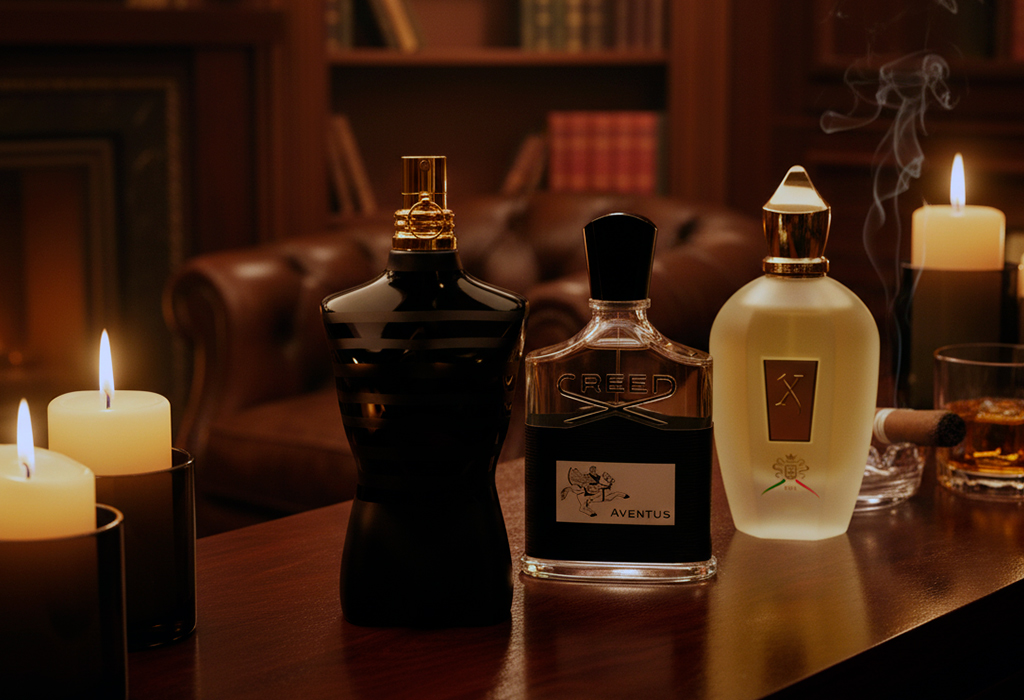 collage of most complimented mens fragrances