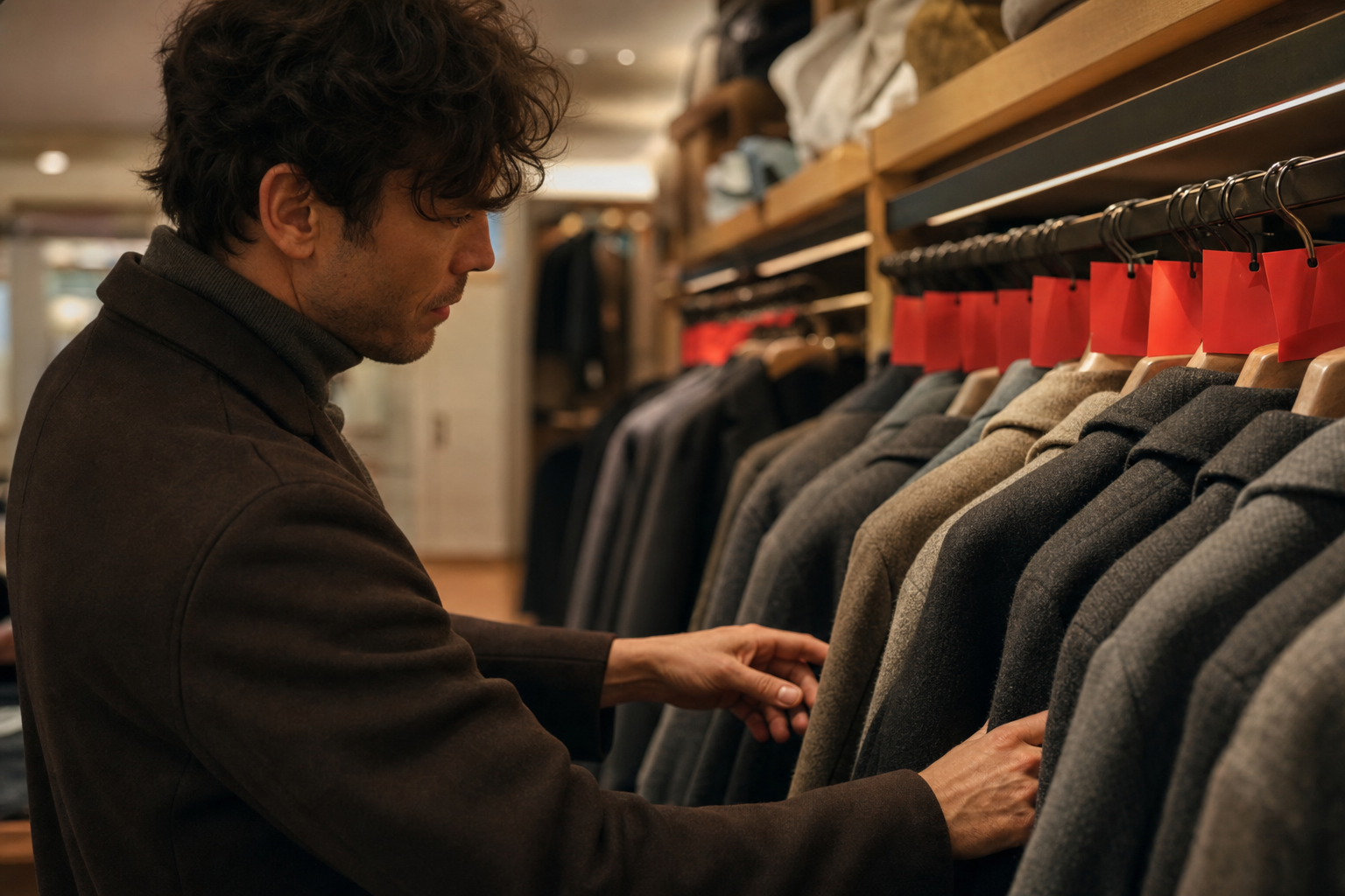 man choosing sports jacket