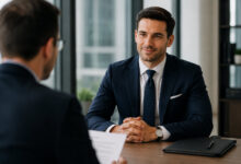 man at interview dressed in suit