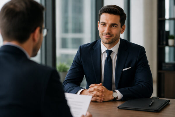 man at interview dressed in suit
