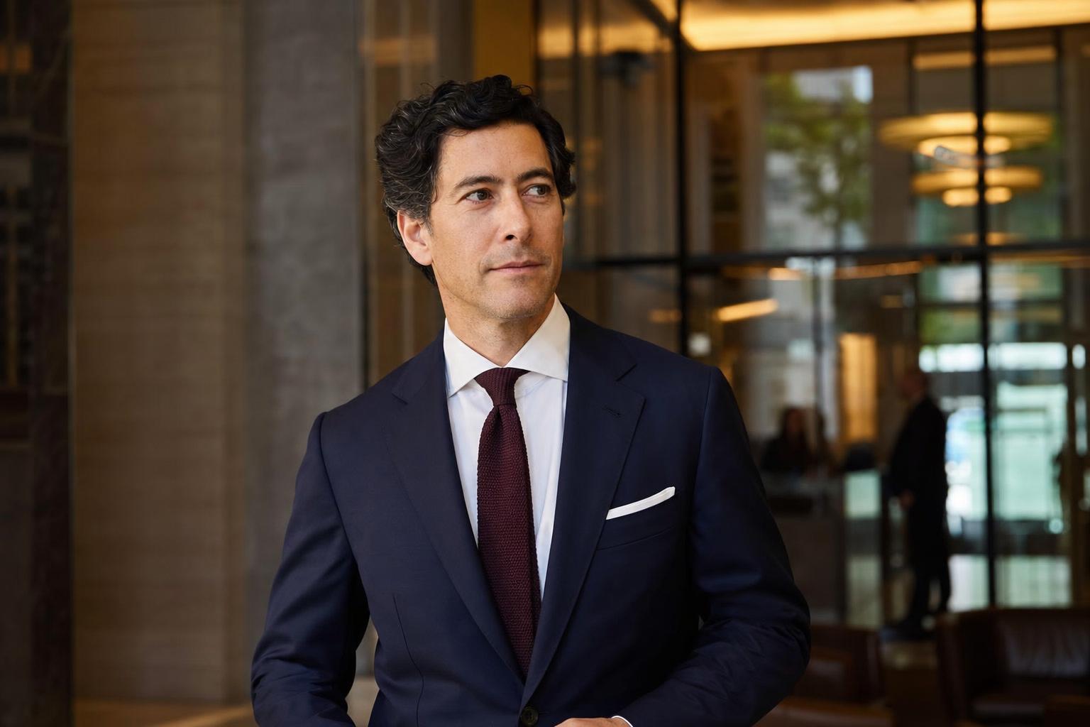 man in navy blue suit